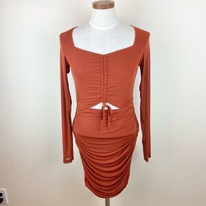 Le Lis Cutout Front-Tie Midi Dress